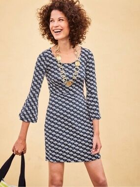 Boden Miriam Jersey Tunic Dress in Navy Parasol Size 10 Umbrella Print, Sheath